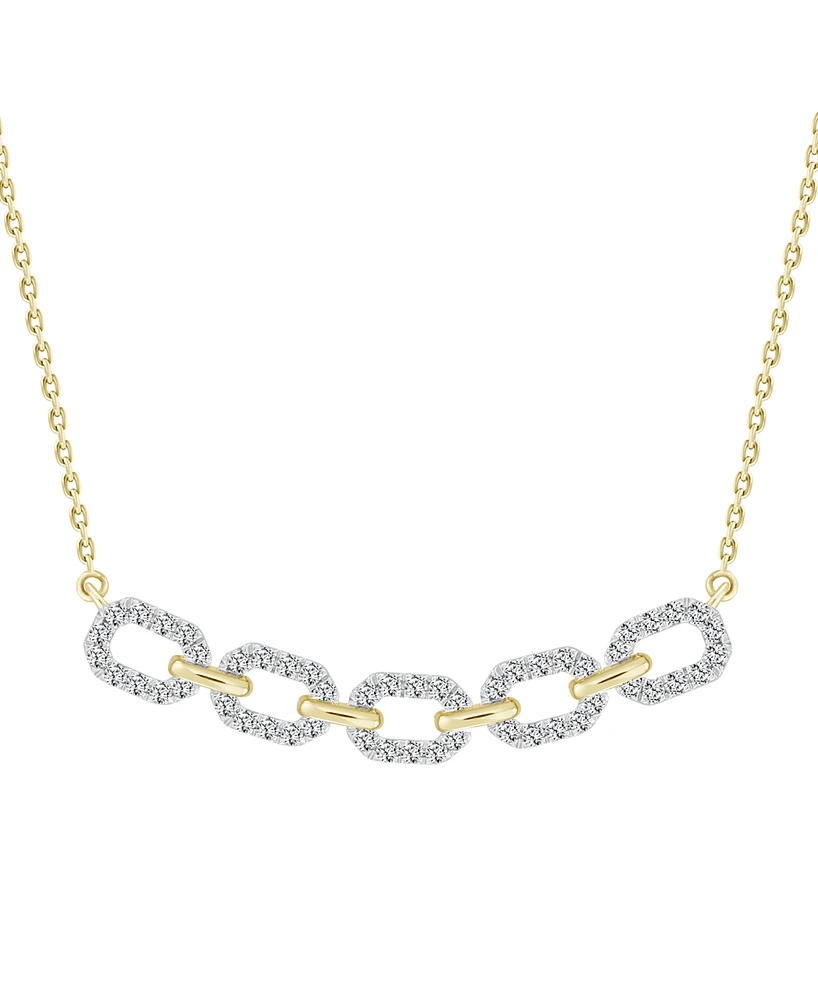 Diamond Link Collar Necklace (1/2 ct. t.w.) in 10k Gold, 16" + 2" extender