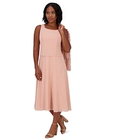 Jessica Howard Women's Soutache Jacket & Jewel-Neck Midi Dress