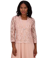 Jessica Howard Women's Soutache Jacket & Jewel-Neck Midi Dress