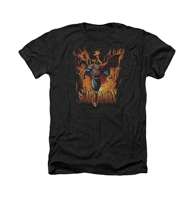 Superman Men's Through The Fire Adult Heather Tee / T-Shirt