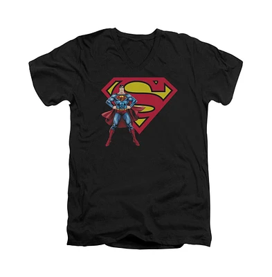 Superman Men's Logo Short Sleeve Adult V Neck Tee / T-Shirt