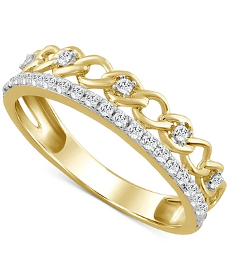 Diamond Link Double Row Ring (1/5 ct. t.w.) in 10k Yellow Gold