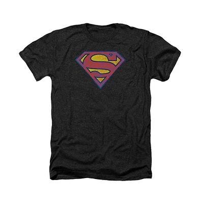 Superman Men's Neon Distress Logo Adult Heather Tee / T-Shirt