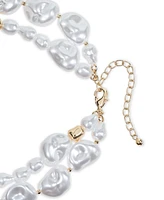 On 34th Gold-Tone Crystal Disc & Imitation Pearl Layered Pendant Necklace, 16" + 3" extender, Exclusively at Macy's