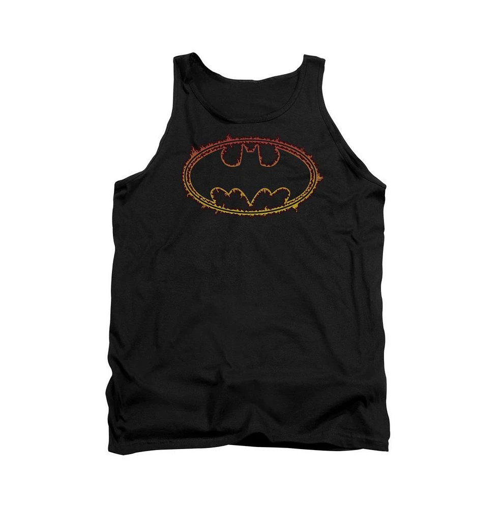 Batman Men's Flame Outlined Logo Adult Tank Top