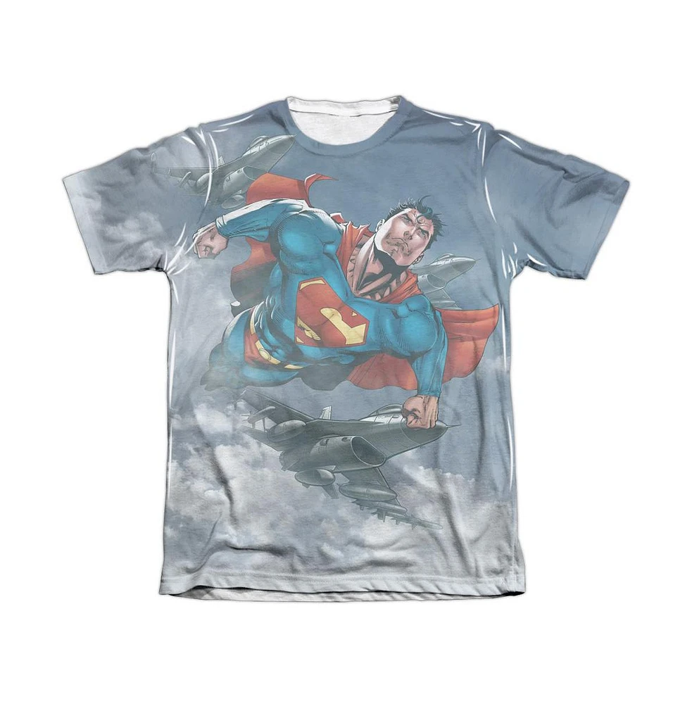 Superman Men's In The Sky Adult Poly/Cotton Short Sleeve Tee / T-Shirt