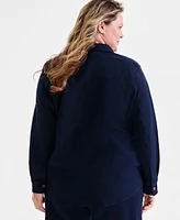 Style & Co Plus Twill Shacket, Exclusively at Macy's