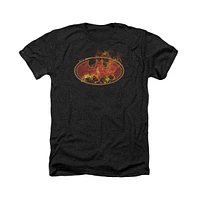 Batman Men's Flames Logo Adult Heather Tee / T-Shirt