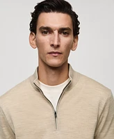 Mango Men's Slim-Fit Merino Wool Quarter-Zip Sweater