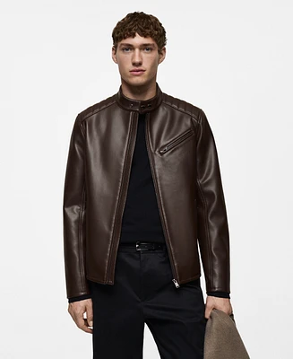 Mango Men's Slim-Fit Leather Effect Jacket