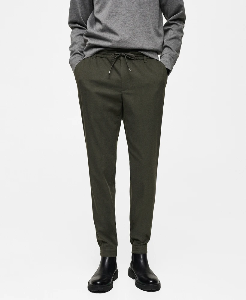 Mango Men's Slim-Fit Adjustable Drawstring Cotton Pants