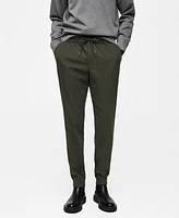 Mango Men's Slim-Fit Adjustable Drawstring Cotton Pants