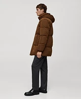 Mango Men's Water-Repellent Quilted Hooded Coat