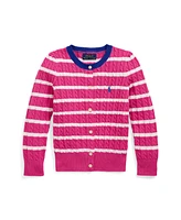 Polo Ralph Lauren Toddler and Little Girls Striped Mini-Cable Cotton Cardigan