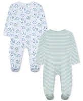 Little Me Baby Boys 2-Pack Dino Cotton Footed Coveralls