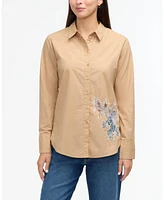 Ellen Tracy Women s Poplin Shirt with Lace Cutout