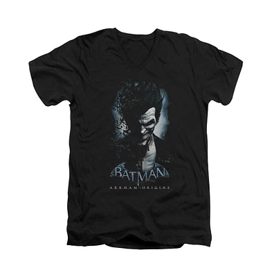 Batman Men's Arkham Origins Joker Short Sleeve Adult V Neck Tee / T-Shirt