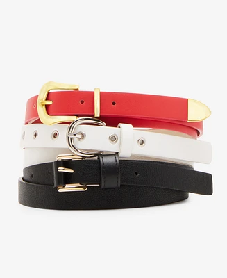 Steve Madden Women's 3-Pc. Faux-Leather Belt Set