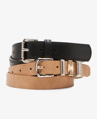 Steve Madden Women's 2-Pc. Faux-Leather Belt Set