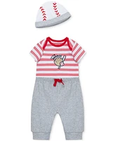 Little Me Baby Boys Baseball Cotton Bodysuit, Pant & Hat, 3 Piece Set