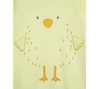 Little Me Baby Cotton Chick Footed Coverall & Hat, 2 Piece Set