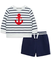 Little Me Baby Boys Anchor Cotton Active Sweatshirt & Shorts, 2 Piece Set