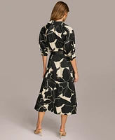 Donna Karan New York Petite Printed Belted Shirtdress