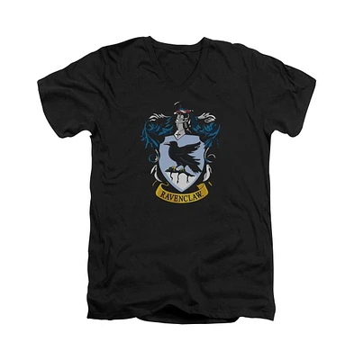 Harry Potter Mens Ravenclaw Crest Short Sleeve Adult V Neck Premium Cotton Tee / T-Shirt