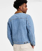 Sun + Stone Men's Goldrush Regular-Fit Full-Zip Trucker Jacket with Corduroy Collar, Exclusively at Macy's
