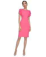 Calvin Klein Petite Scuba Crepe Tulip-Sleeve Sheath Dress