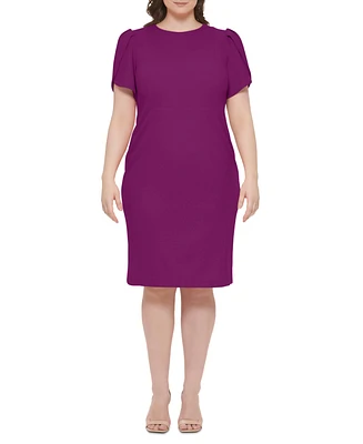 Calvin Klein Plus Scuba Crepe Tulip-Sleeve Sheath Dress