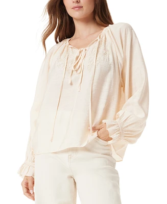 Sam Edelman Women's Kelsie Bead-Embellished Blouson-Sleeve Blouse