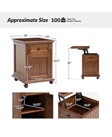 Hulala Home Tasia Traditional End Table with Hooded Caster Wheels and Adjustable Shelves