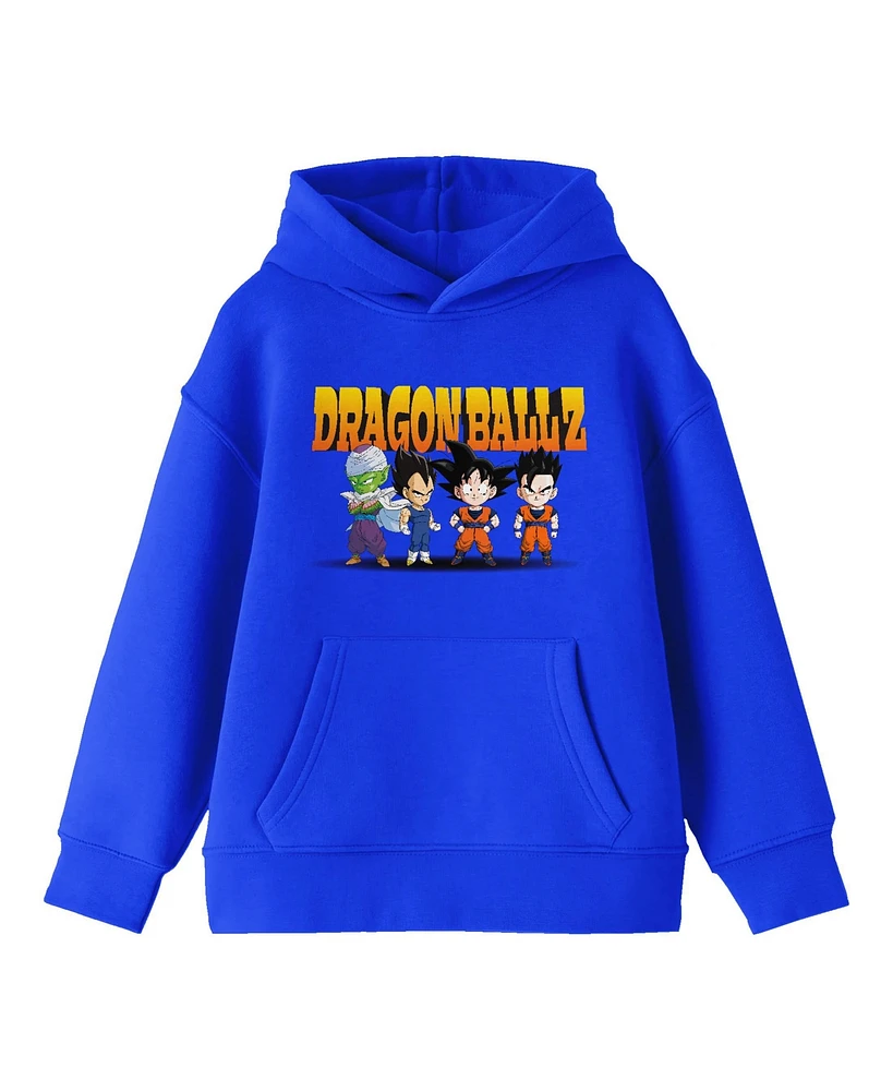 Dragon Ball Z Boys Chibi Fighters Long Sleeve Royal Blue Youth Hooded Sweatshirt -Xl