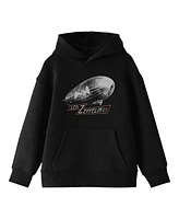 Led Zeppelin Boys Blimp & Falling Icarus Logo Long Sleeve Youth Black Hooded Sweatshirt-xl