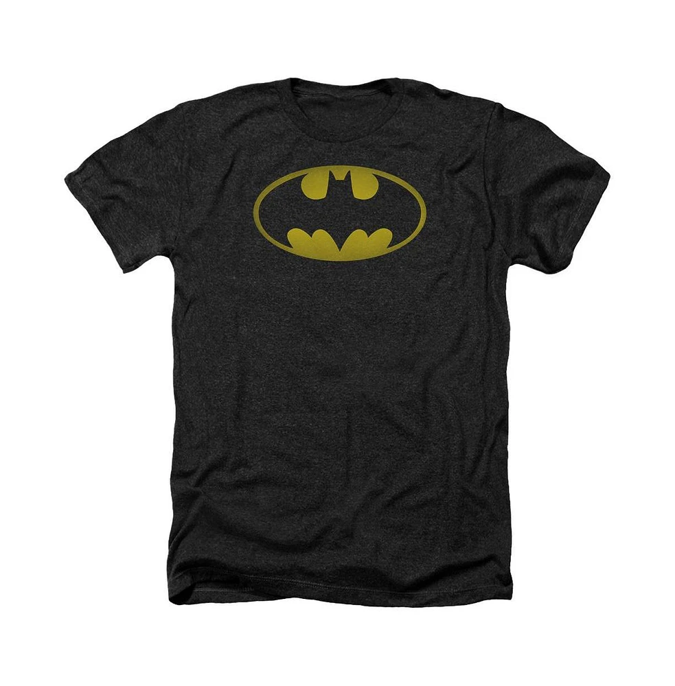 Batman Men's Washed Bat Logo Adult Heather Tee / T-Shirt