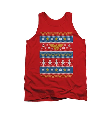 Dc Wonder Woman Men's Comics Christmas Sweater Adult Tank Top