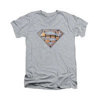 Superman Men's Basketball Shield Short Sleeve Adult V Neck Tee / T-Shirt