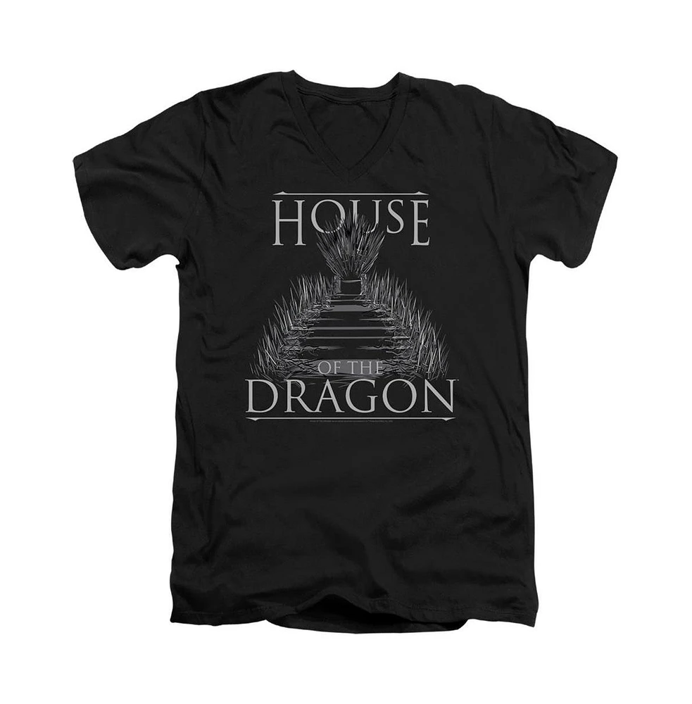 House Of The Dragon Men's Sword Throne Short Sleeve Adult V Neck Premium Cotton Tee / T-Shirt