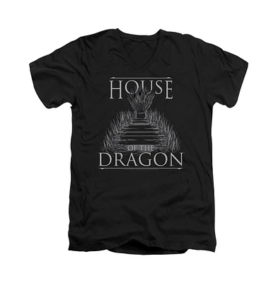 House Of The Dragon Men's Sword Throne Short Sleeve Adult V Neck Premium Cotton Tee / T-Shirt