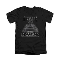 House Of The Dragon Men's Sword Throne Short Sleeve Adult V Neck Premium Cotton Tee / T-Shirt