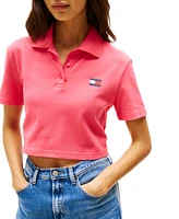 Tommy Jeans Women's Crop Badge Short-Sleeve Polo Top