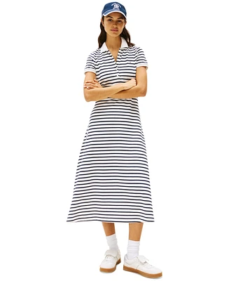 Tommy Jeans Women's Striped Short-Sleeve Midi Polo Dress