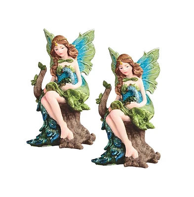 Fc Design "2-pc Set" 6"H Fairy Holding Peacock on her Lap Figurine Statue Ornament Home Room Office Decor and Perfect Ideas for Housewarming, Holidays