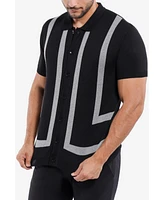 Spring + Mercer Men's Jacquard Short Sleeve Sweater Polo