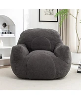 The Pop Home Cozy Bean Bag Chair with Memory Foam Filling, Tufted Faux Fur Sofa-The