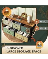 Wlive Dresser for Bedroom with 5 Drawers Wide Chest of Drawers Fabric Dresser Storage Organizer Unit with Fabric Bins for Closet Living Room Hallway F