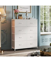 Wlive Fabric Dresser for Bedroom Tall with 8 Drawers Storage Tower Bins Double Chest of Closet Living Room Hal