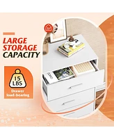 Wlive Dresser for Bedroom with 4 Drawers Nightstand Chest of Tall Sturdy Metal Frame Hallway Living Room Closet