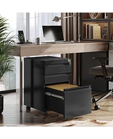 Wlive 3 Drawer Mobile File Cabinet with Lock Under Desk Metal Filing for Legal/Letter/A4 Fully Assembled Except Wheels